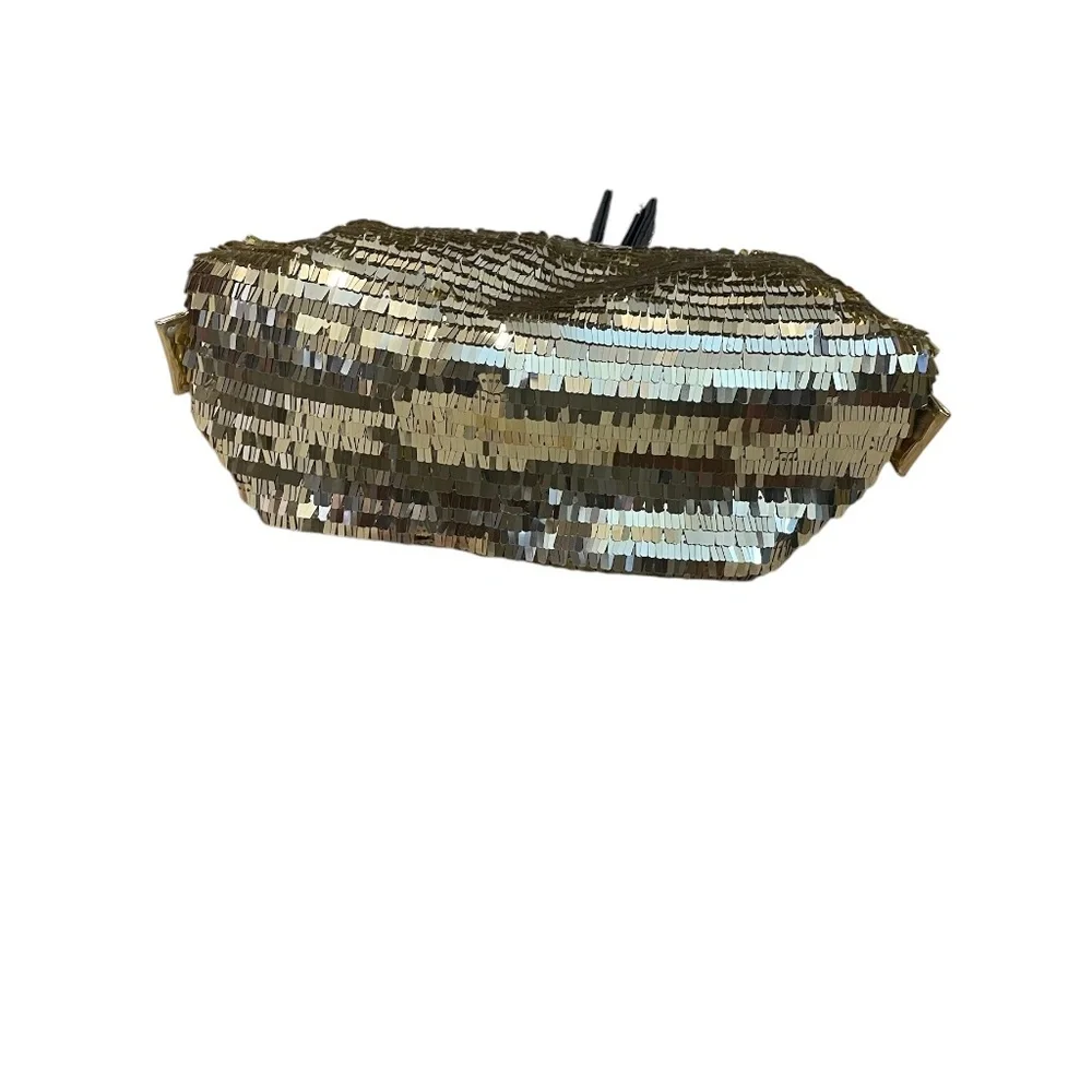 New Stila Gold Pyramid Sequin Clutch‎ Bag